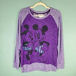 Disney Parks Purple Mickey & Minnie Long Sleeve Top Size Medium